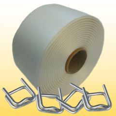 1 Rolle Textil Polyesterband 19 mm, 150 Klemmen